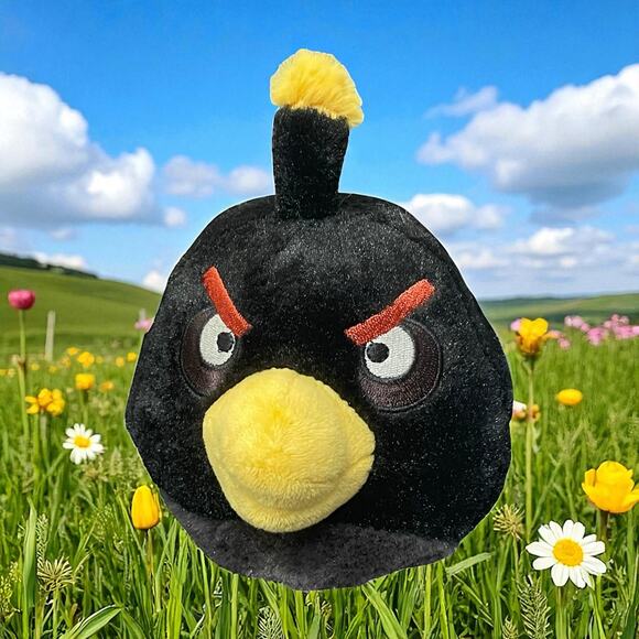 Angry Birds Plush Black Bomb Stuffed Animal 3rd Gen 2010 NO SOUND Decor 6" - Picture 5 of 10